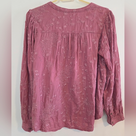 Anthropologie Pilcro embroidered boho button down top Sz M - Picture 5 of 11